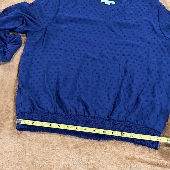 Cooper and Ella blouse Hem style very pretty! Navy Blue and super cute! Size L - Picture 12 of 15